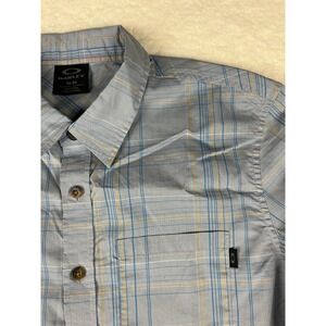 Oakley Mens Plaid Button Up Long Sleeve Shirt M Medium Blue Yellow‎ Casual